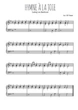 Téléchargez l'arrangement pour piano de la partition de beethoven-freunde-schoner-gotterfunken-hymne-a-la-joie-allemand en PDF, niveau facile